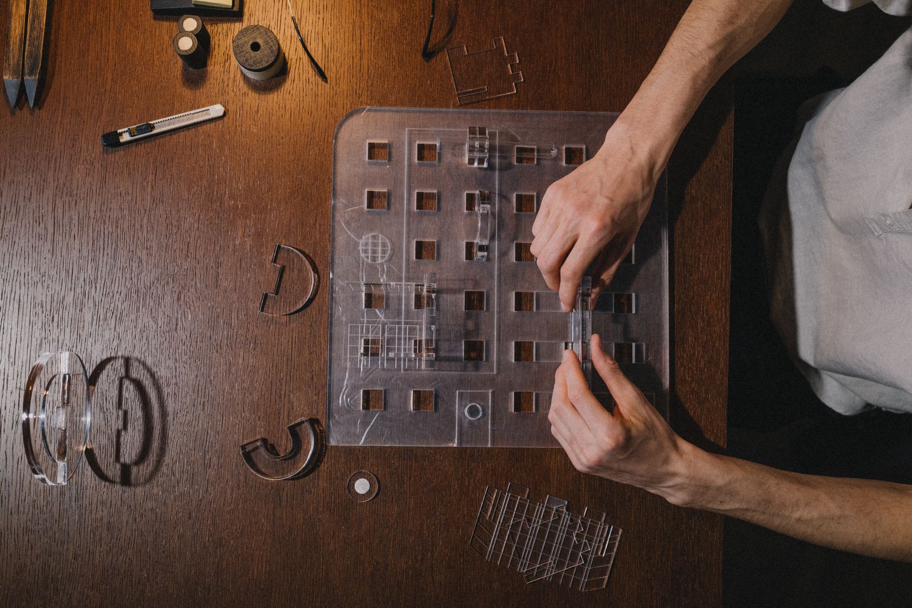 An applicant builds an architectural model for a university portfolio