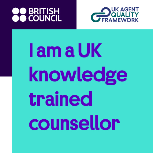 UK Knowledge Trained Counsellor badge awarded to Andrii Kosmirak