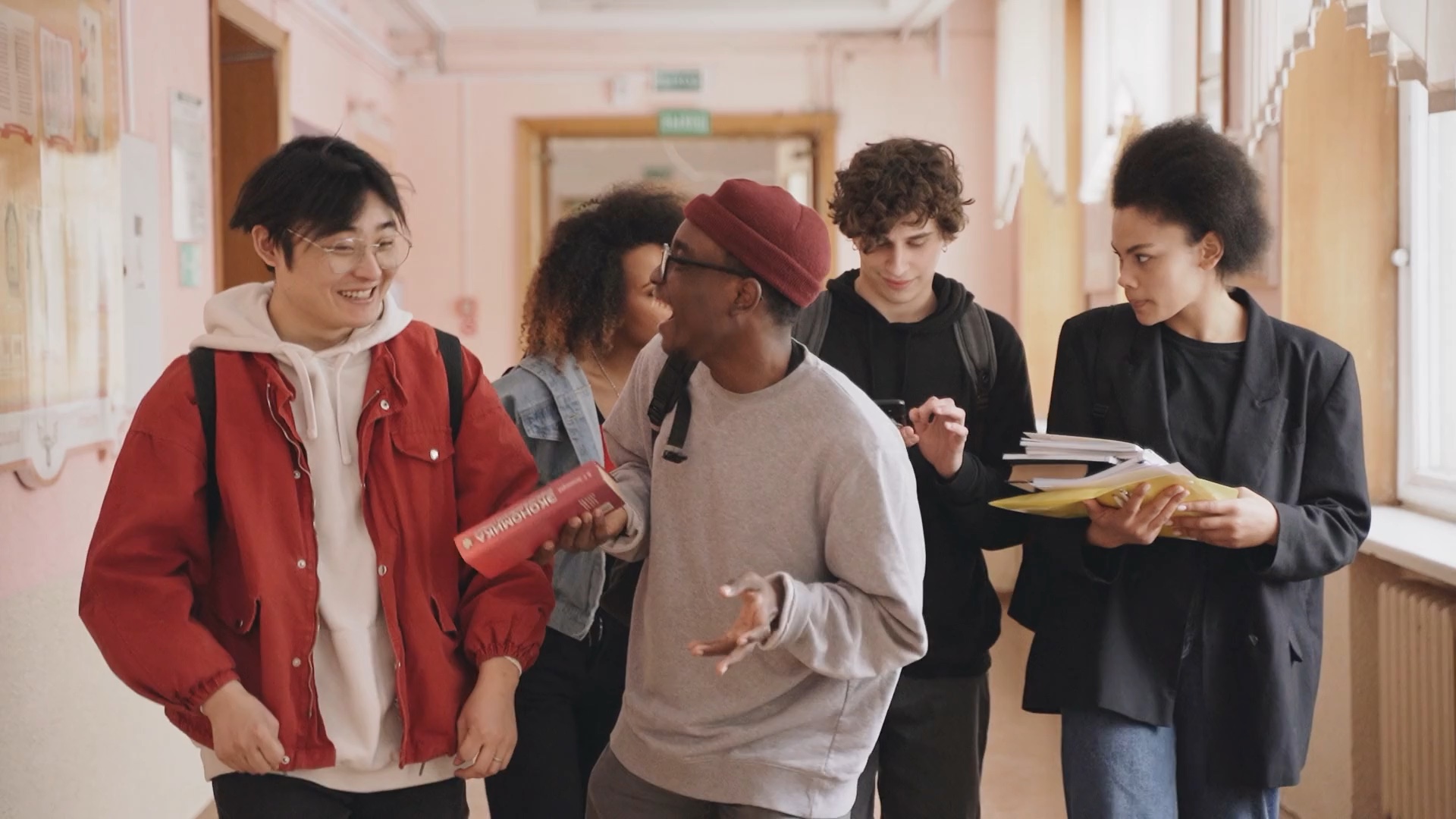 Students talking together between classes