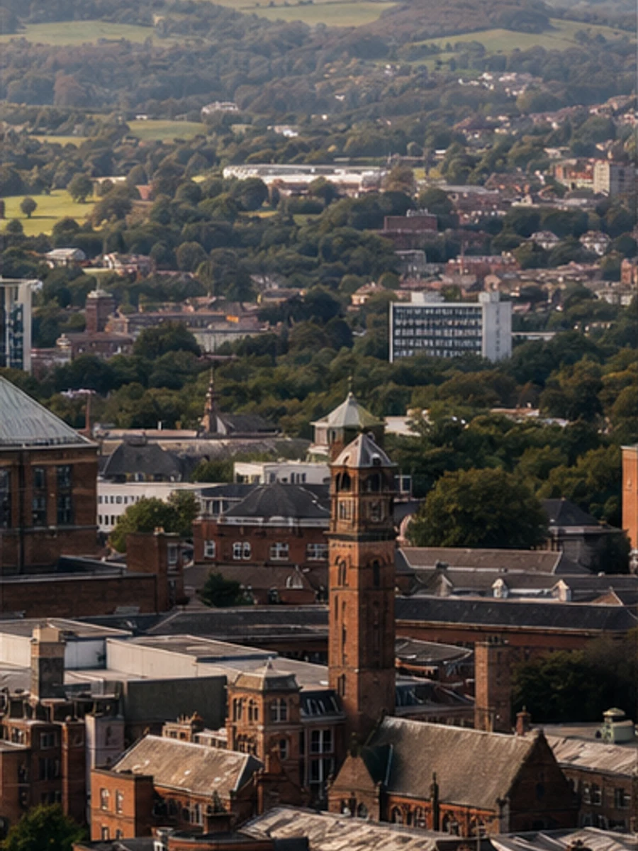 Sheffield skyline among green hills